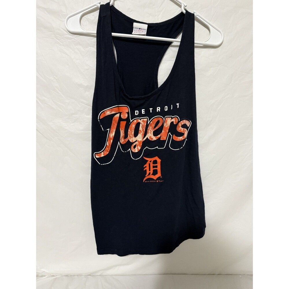 Womens Detroit Tigers Split Racerback Tank Top, Blue, Small